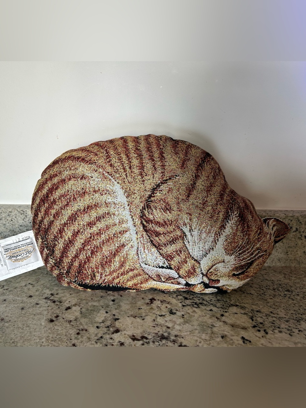 Vintage Decorative Sleeping Cat Throw Pillow - orange kitty